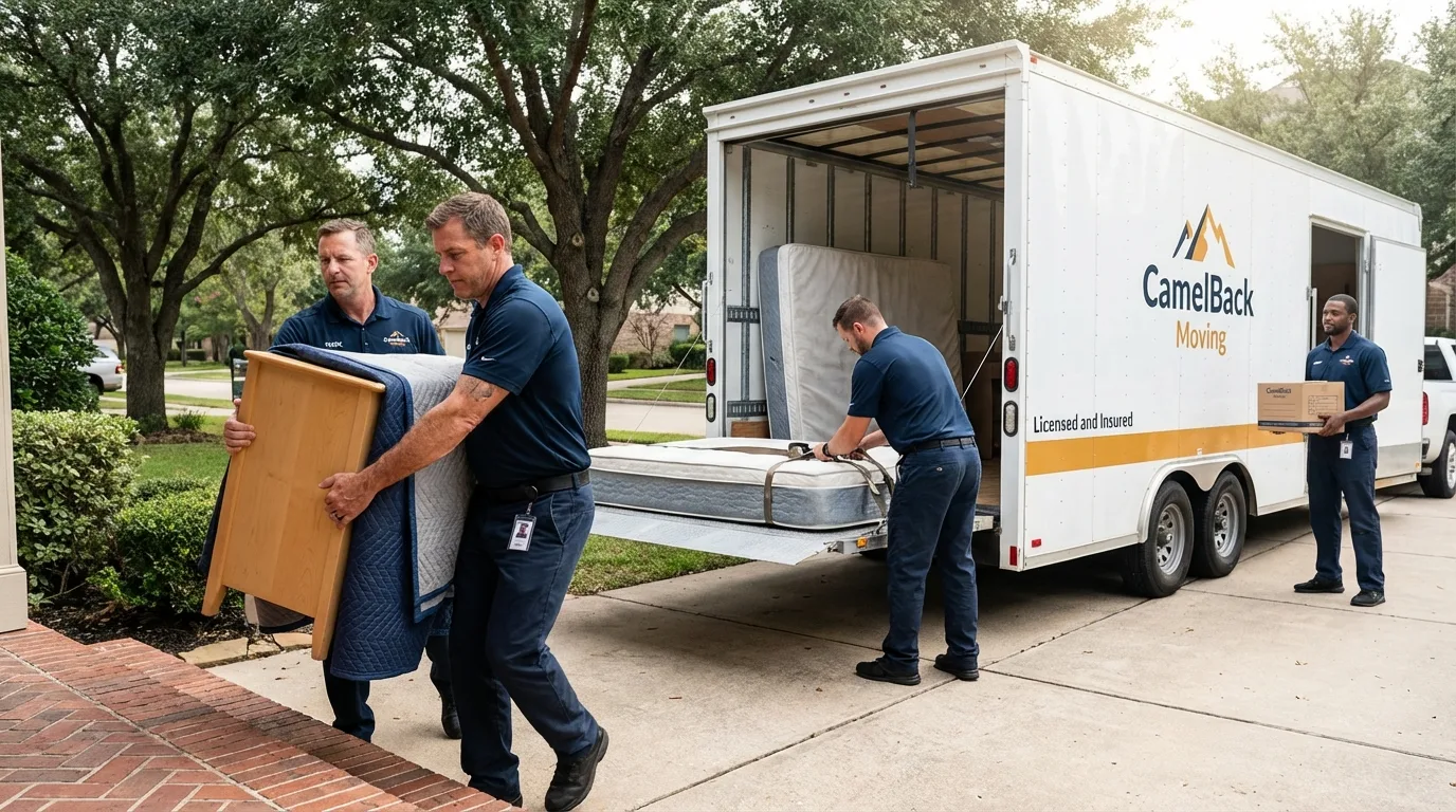 Crew loading residential truck for cross-state move from Moscow, PA