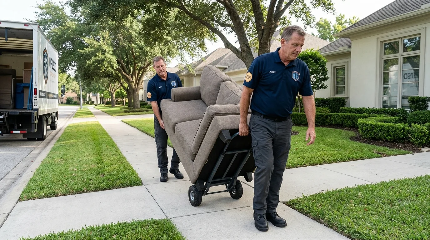 Local residential moving crew loading furniture in Moscow, PA